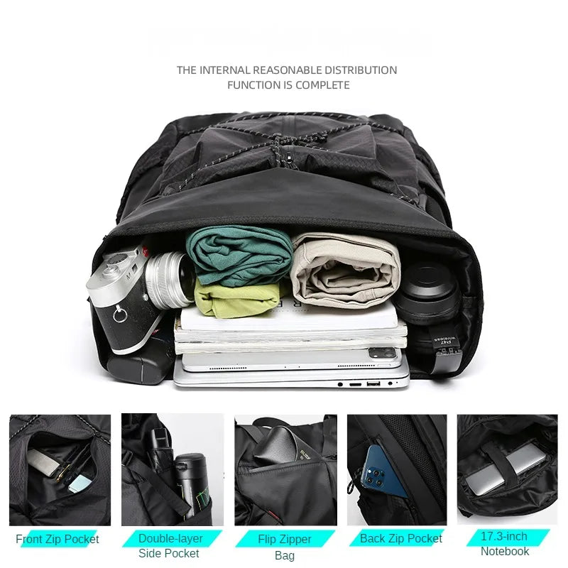 Premium Oxford Men's Backpack 15.6inch Laptop Multifunction Durable Unique Large Capacity Buckle Outdoor Travel Work Sports Bag