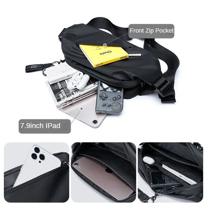 Premium Waterproof Men's Crossbody Bag Zipper Antitheft Bag 7.9inch iPad Multifunction Fashion Outdoor 2024 Sling Bags For Youth