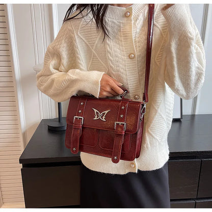 Preppy Japan Style Girls Lolita Briefcases ShoulderBags Students Metal Butterfly School Shoulder Bags HandBags