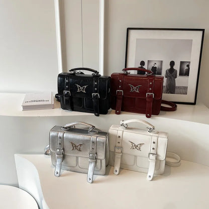 Preppy Japan Style Girls Lolita Briefcases ShoulderBags Students Metal Butterfly School Shoulder Bags HandBags