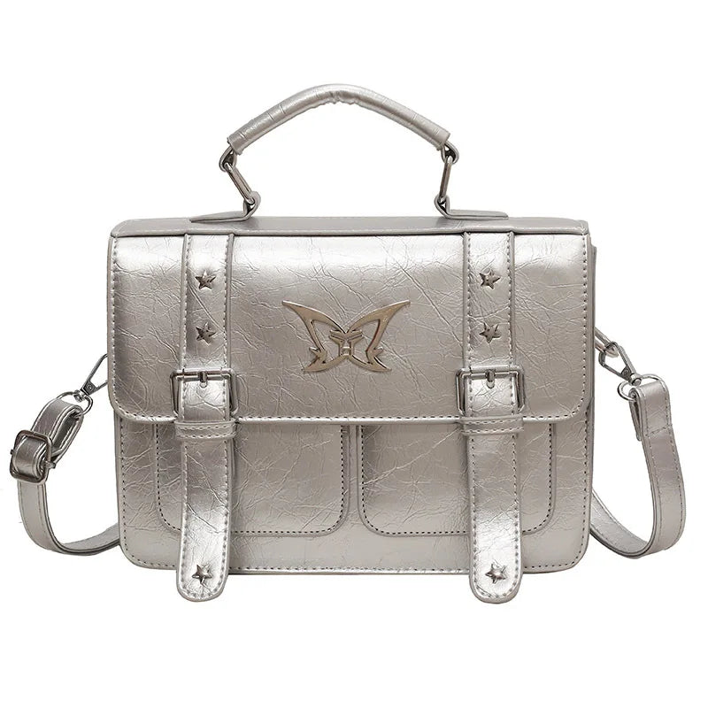 Preppy Japan Style Girls Lolita Briefcases ShoulderBags Students Metal Butterfly School Shoulder Bags HandBags
