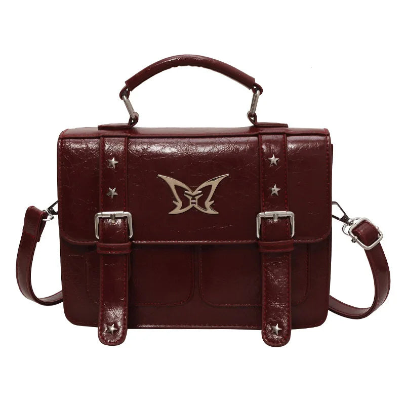 Preppy Japan Style Girls Lolita Briefcases ShoulderBags Students Metal Butterfly School Shoulder Bags HandBags