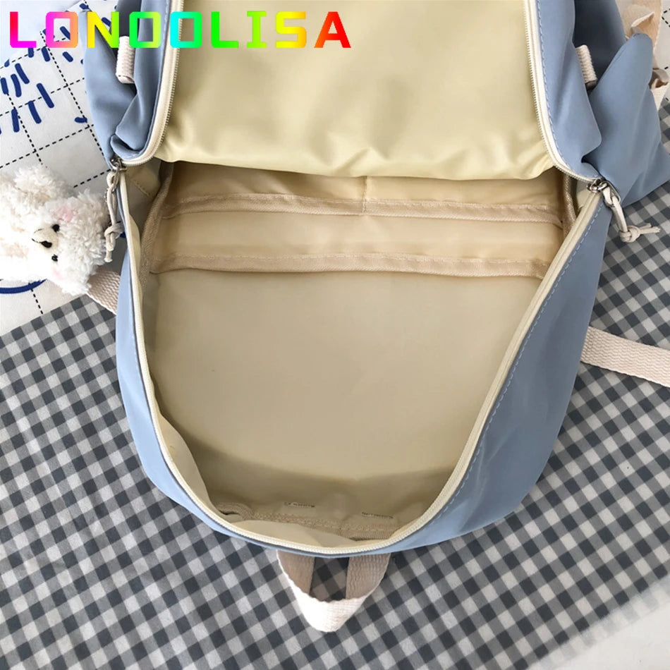 Preppy Sac Backpack Women Bagpack Waterproof Candy Colors Backpacks Fancy High School Bags for Teenage Girl Cute Travel Rucksack