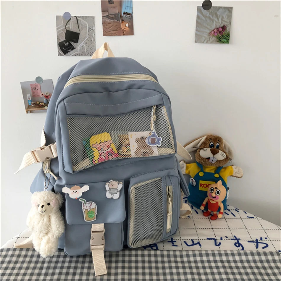 Preppy Sac Backpack Women Bagpack Waterproof Candy Colors Backpacks Fancy High School Bags for Teenage Girl Cute Travel Rucksack