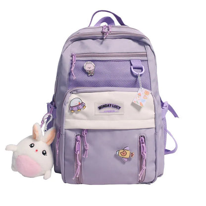 Primary Middle Schoolbags Korean Style Large Nylon Cloth Girls School Bag Lightweight Spine Protection Student Bag Backpack