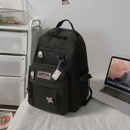 Primary Middle Schoolbags Korean Style Large Nylon Cloth Girls School Bag Lightweight Spine Protection Student Bag Backpack