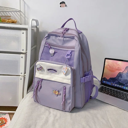 Primary Middle Schoolbags Korean Style Large Nylon Cloth Girls School Bag Lightweight Spine Protection Student Bag Backpack