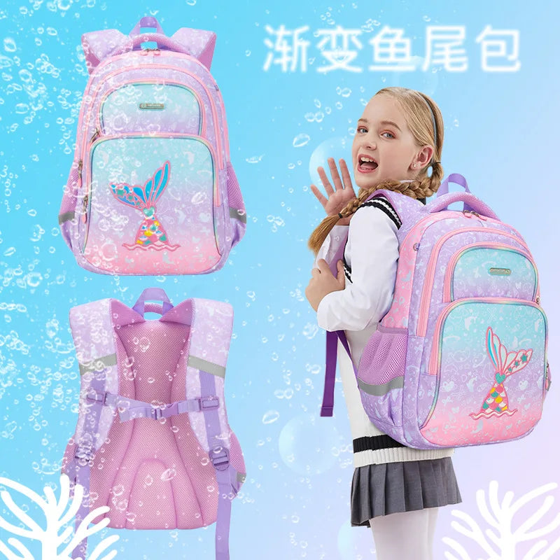 Primary School Backpack Students Schoolbag Polyester Waterproof Cartoon Pattern Boys Large Capacity Children Backpack Backpack