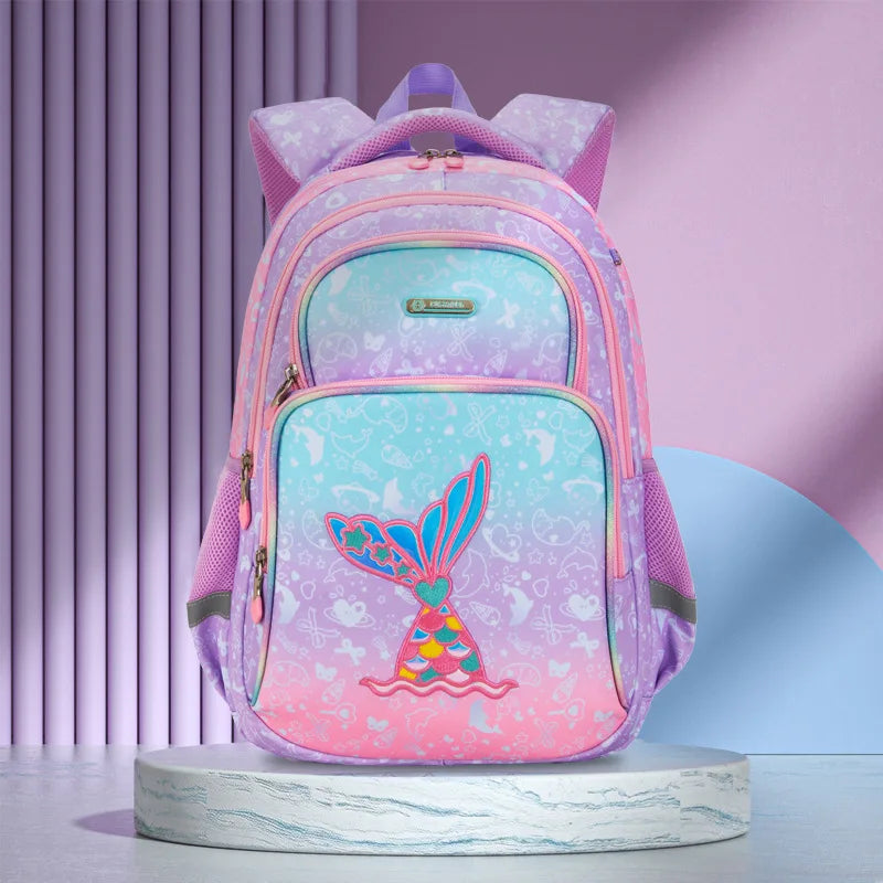 Primary School Backpack Students Schoolbag Polyester Waterproof Cartoon Pattern Boys Large Capacity Children Backpack Backpack
