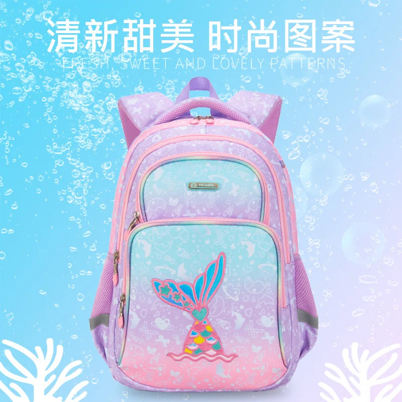 Primary School Backpack Students Schoolbag Polyester Waterproof Cartoon Pattern Boys Large Capacity Children Backpack Backpack
