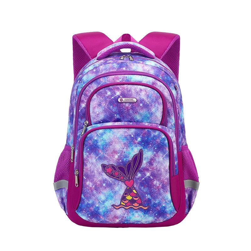 Primary School Backpack Students Schoolbag Polyester Waterproof Cartoon Pattern Boys Large Capacity Children Backpack