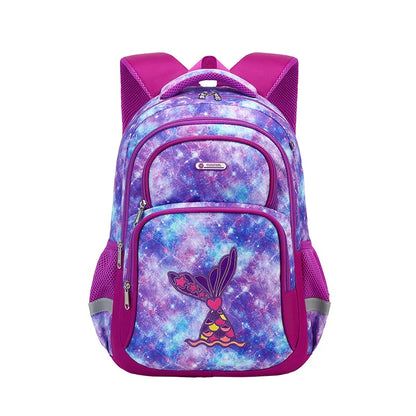 Primary School Backpack Students Schoolbag Polyester Waterproof Cartoon Pattern Boys Large Capacity Children Backpack