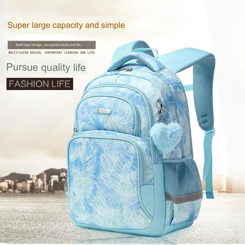 Primary School Backpack Students Schoolbag Polyester Waterproof Cartoon Pattern Boys Large Capacity Children Backpack