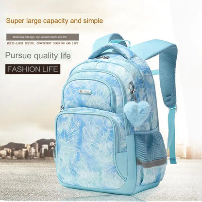 Primary School Backpack Students Schoolbag Polyester Waterproof Cartoon Pattern Boys Large Capacity Children Backpack