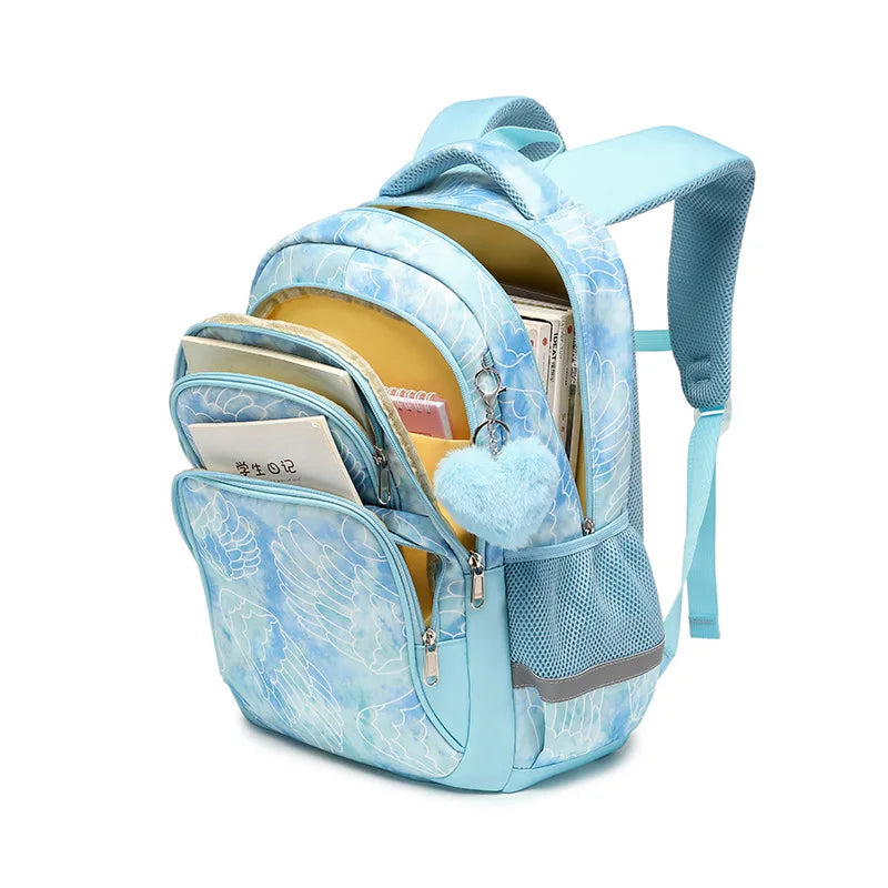Primary School Backpack Students Schoolbag Polyester Waterproof Cartoon Pattern Boys Large Capacity Children Backpack