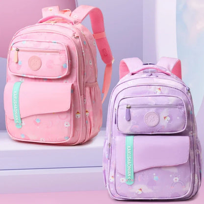 Primary School Students Schoolbag Backpack for Girls Lightweight Waterproof Kids Backpack Large Capacity Book Bag for Grades 3-6