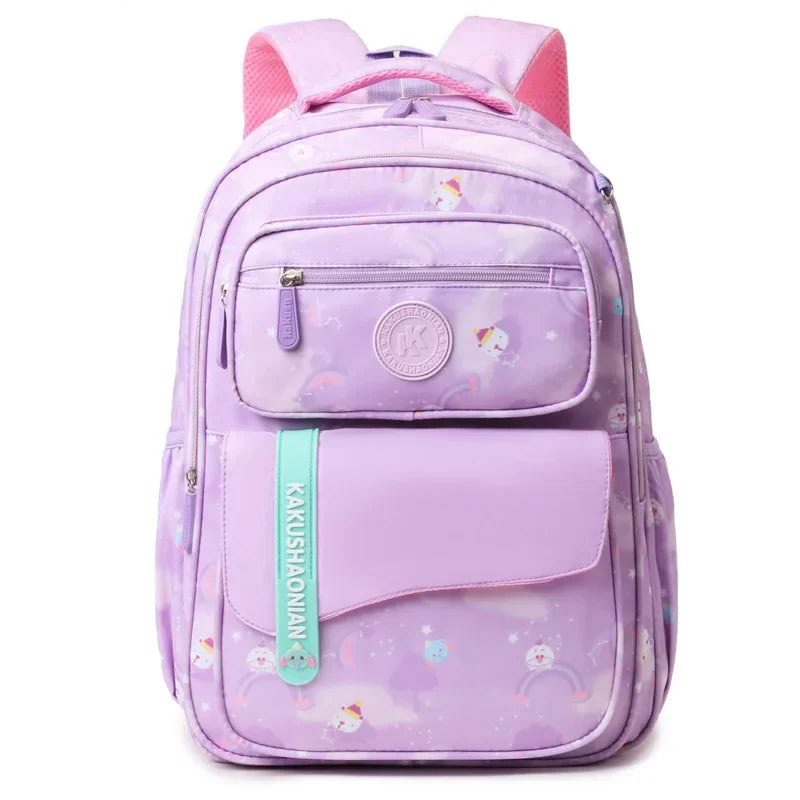 Primary School Students Schoolbag Backpack for Girls Lightweight Waterproof Kids Backpack Large Capacity Book Bag for Grades 3-6