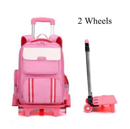Primary Student Rolling Backpack Elementary Trolley School BookBag Kids Daypack Knapsack Rucksack Carry-on Luggage with Wheels
