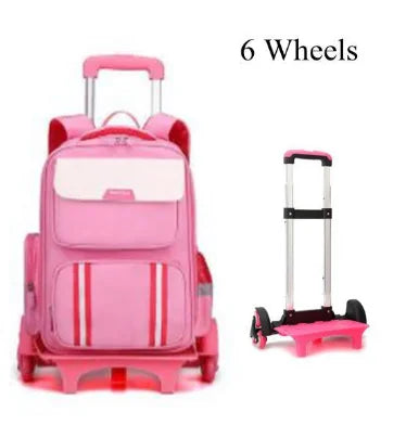 Primary Student Rolling Backpack Elementary Trolley School BookBag Kids Daypack Knapsack Rucksack Carry-on Luggage with Wheels