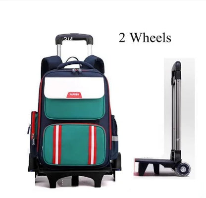 Primary Student Rolling Backpack Elementary Trolley School BookBag Kids Daypack Knapsack Rucksack Carry-on Luggage with Wheels