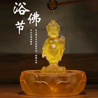 Prince Buddha Bath Buddha basin combination Coloured glaze decorative home ornaments Shakyamuni Buddha bath buddha set crafts