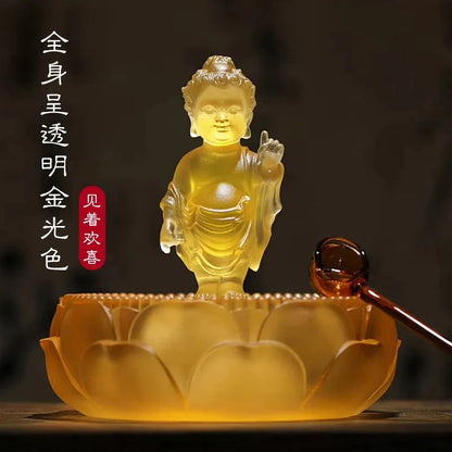 Prince Buddha Bath Buddha basin combination Coloured glaze decorative home ornaments Shakyamuni Buddha bath buddha set crafts
