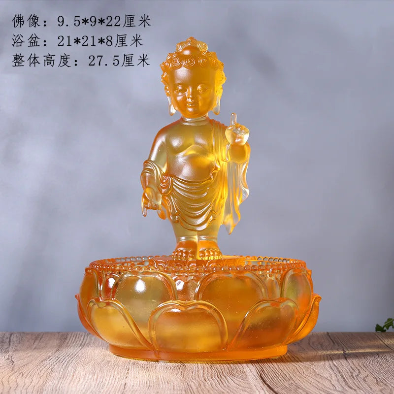 Prince Buddha Bath Buddha basin combination Coloured glaze decorative home ornaments Shakyamuni Buddha bath buddha set crafts