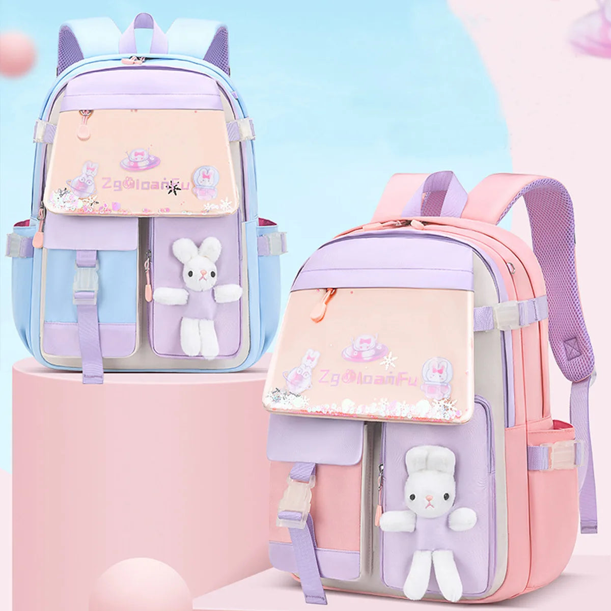 Princess Girl Cut Backpacks Rabbit School Bags for Girls Schoolbags Children Waterproof Backpack Kids Bookbag Knapsack Mochilas