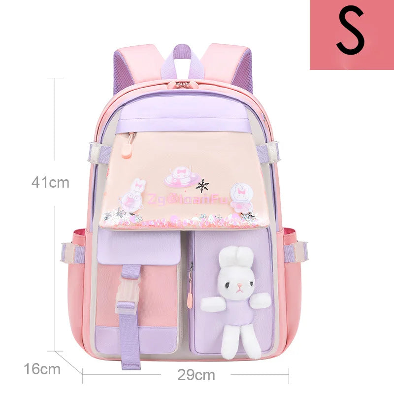 Princess Girl Cut Backpacks Rabbit School Bags for Girls Schoolbags Children Waterproof Backpack Kids Bookbag Knapsack Mochilas