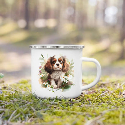 Printed Enamel Mug Camping Handle Mug Gifts for Dog Lovers Coffee Cup Dachshund Bulldog Border Colliegolden Retriever