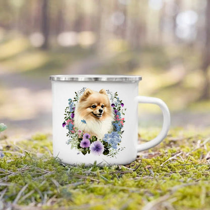 Printed Enamel Mug Camping Handle Mug Gifts for Dog Lovers Coffee Cup Dachshund Bulldog Border Colliegolden Retriever