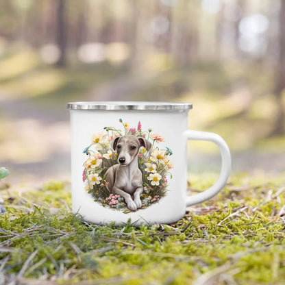 Printed Enamel Mug Camping Handle Mug Gifts for Dog Lovers Coffee Cup Dachshund Bulldog Border Colliegolden Retriever