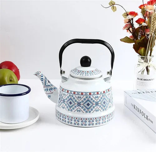 Printed Kettle Body Enameled Kettle Coffee Milk Tea Pot Household Water Kettles Cooker Universal Teapot Kettle for Gas Stoves