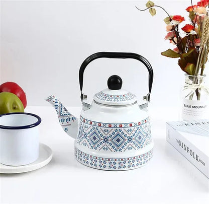 Printed Kettle Body Enameled Kettle Coffee Milk Tea Pot Household Water Kettles Cooker Universal Teapot Kettle for Gas Stoves