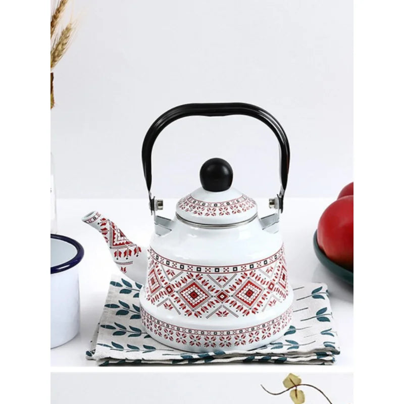 Printed Kettle Body Enameled Kettle Coffee Milk Tea Pot Household Water Kettles Cooker Universal Teapot Kettle for Gas Stoves