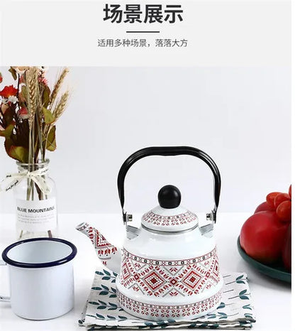 Printed Kettle Body Enameled Kettle Coffee Milk Tea Pot Household Water Kettles Cooker Universal Teapot Kettle for Gas Stoves