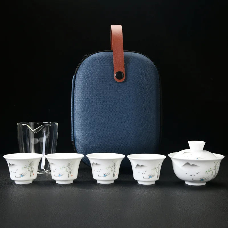 Private Customize Chinese Tea set Tea Set Ceramic Portable Teapot Set Travel Gaiwan Tea Cups of Tea Ceremony Teacup Fine Gifts