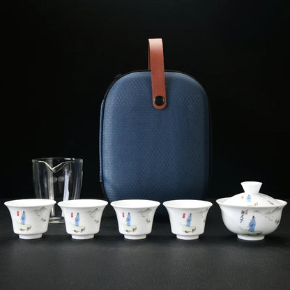 Private Customize Chinese Tea set Tea Set Ceramic Portable Teapot Set Travel Gaiwan Tea Cups of Tea Ceremony Teacup Fine Gifts