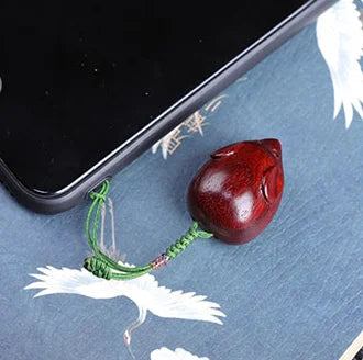 Pterocarpus santalinus 3.2cm Chinese Zodiac Animal Sculpture Car Hanging Bag Pendant Feng Shui Real Wood Mascot