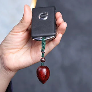 Pterocarpus santalinus 3.2cm Chinese Zodiac Animal Sculpture Car Hanging Bag Pendant Feng Shui Real Wood Mascot