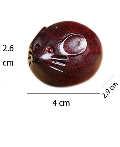 Pterocarpus santalinus 3.2cm Chinese Zodiac Animal Sculpture Car Hanging Bag Pendant Feng Shui Real Wood Mascot