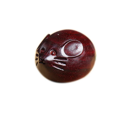 Pterocarpus santalinus 3.2cm Chinese Zodiac Animal Sculpture Car Hanging Bag Pendant Feng Shui Real Wood Mascot