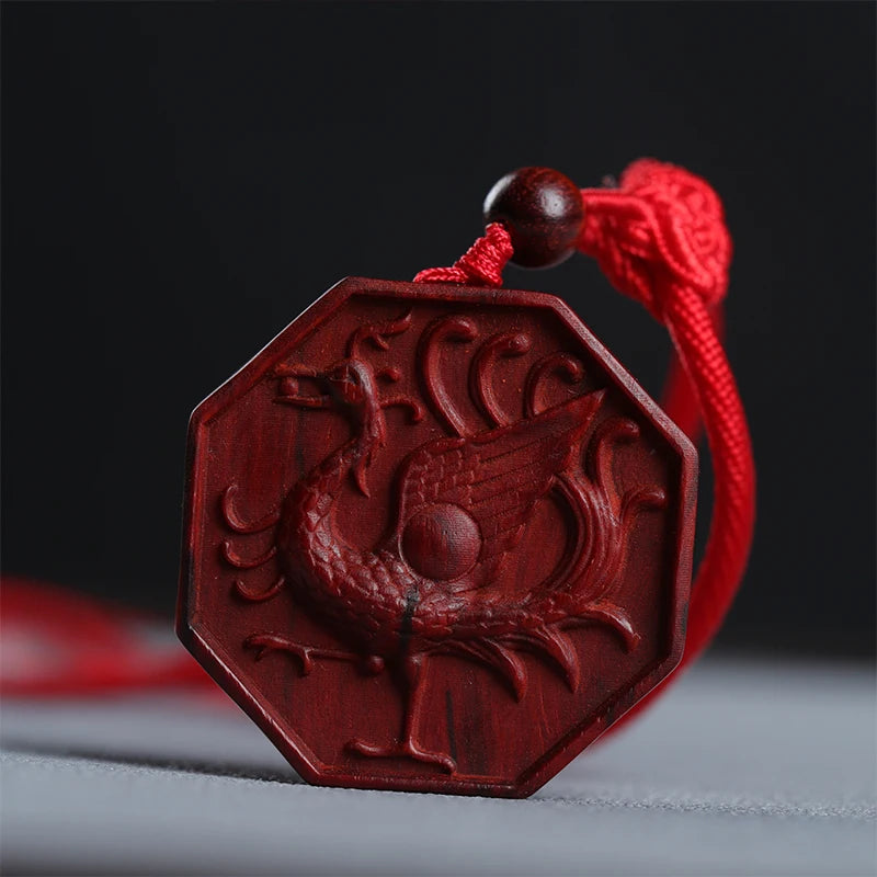 Pterocarpus santalinus 4cm Traditional Chinese Wooden sign Office Decoration Feng Shui Bag Pendant Car Hanging Mascot