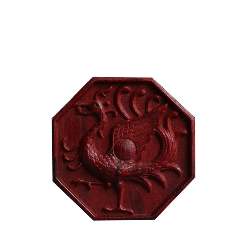 Pterocarpus santalinus 4cm Traditional Chinese Wooden sign Office Decoration Feng Shui Bag Pendant Car Hanging Mascot