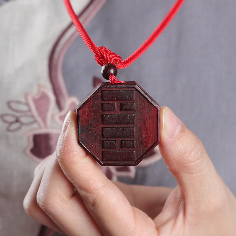 Pterocarpus santalinus 4cm Traditional Chinese Wooden sign Office Decoration Feng Shui Bag Pendant Car Hanging Mascot