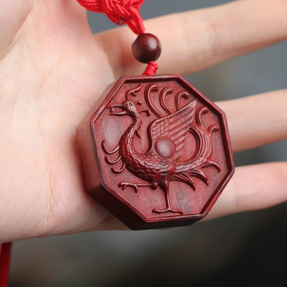 Pterocarpus santalinus 4cm Traditional Chinese Wooden sign Office Decoration Feng Shui Bag Pendant Car Hanging Mascot