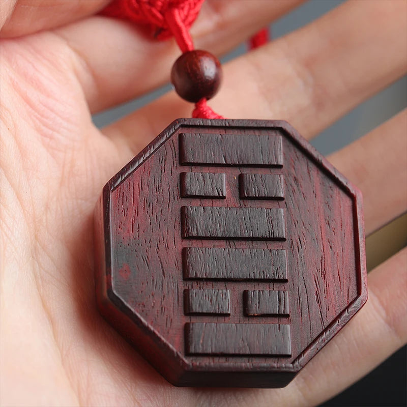 Pterocarpus santalinus 4cm Traditional Chinese Wooden sign Office Decoration Feng Shui Bag Pendant Car Hanging Mascot