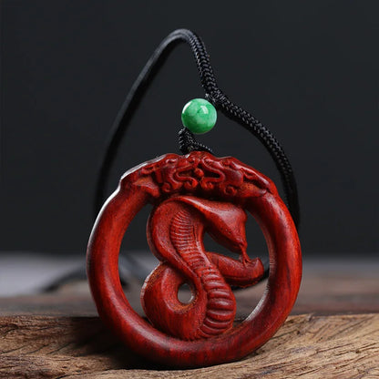 Pterocarpus santalinus 4cm Traditional Chinese Zodiac Real Wood Sculpture Car Hanging Bag Pendant Mascot