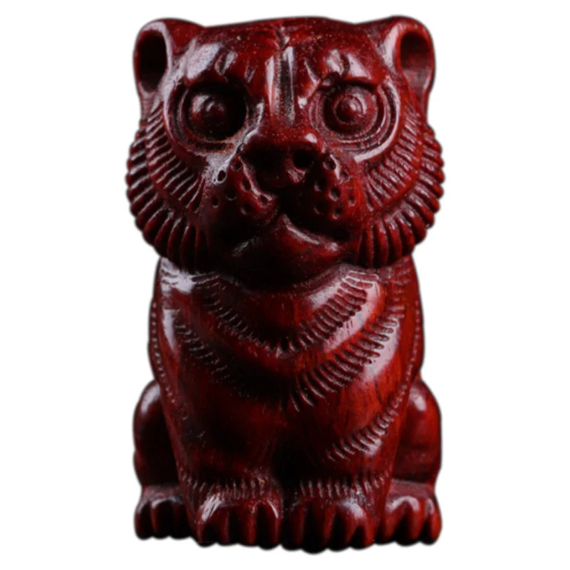 Pterocarpus santalinus 5cm Animal Sculpture tiger Office Decoration Feng Shui Car Hanging Real Wood Mascot Collection