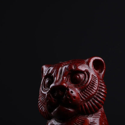 Pterocarpus santalinus 5cm Animal Sculpture tiger Office Decoration Feng Shui Car Hanging Real Wood Mascot Collection